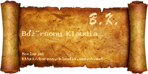 Bársony Klaudia névjegykártya