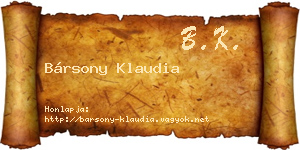 Bársony Klaudia névjegykártya